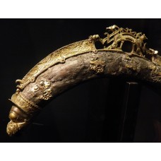 Harness bows, wood with bronze fittings, bird design